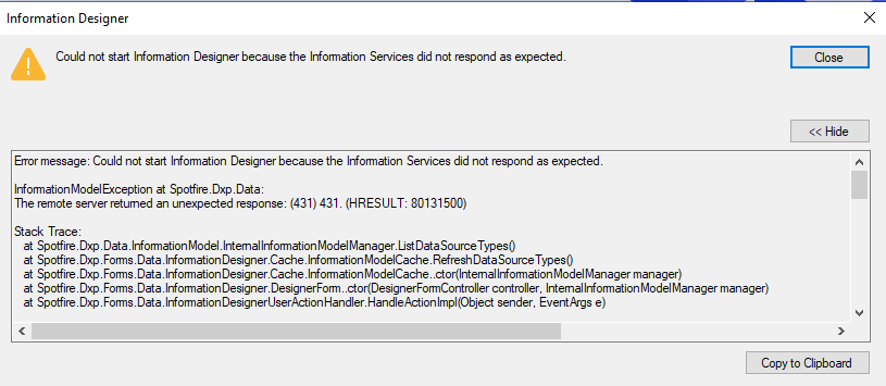 Spotfire Information Designer Fails To Start After Upgrade To Spotfire