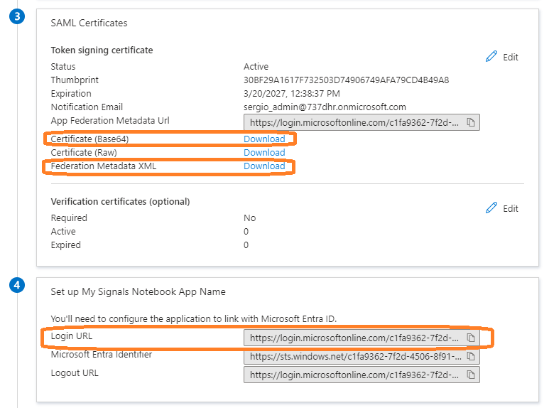 Azure Certificate and login URL.png