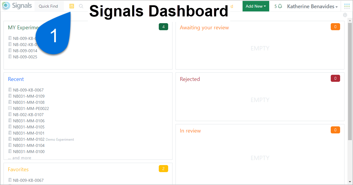 signals notebook change experiment name