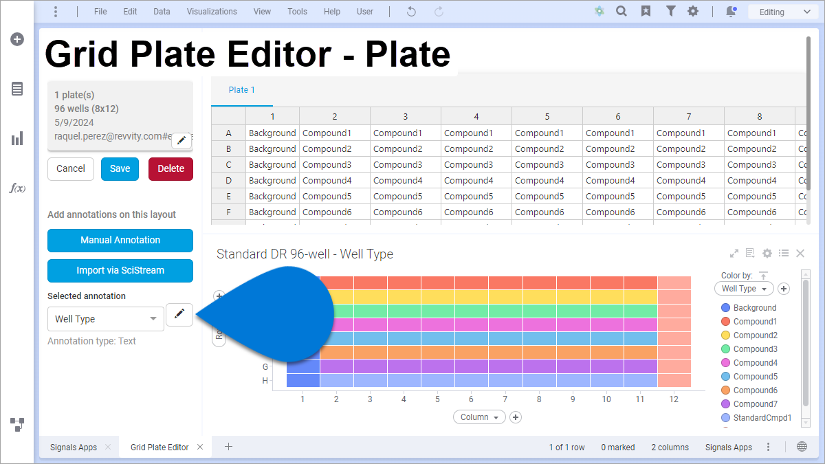Edit an annotation of a plate design from the Grid Plate Editor app ...