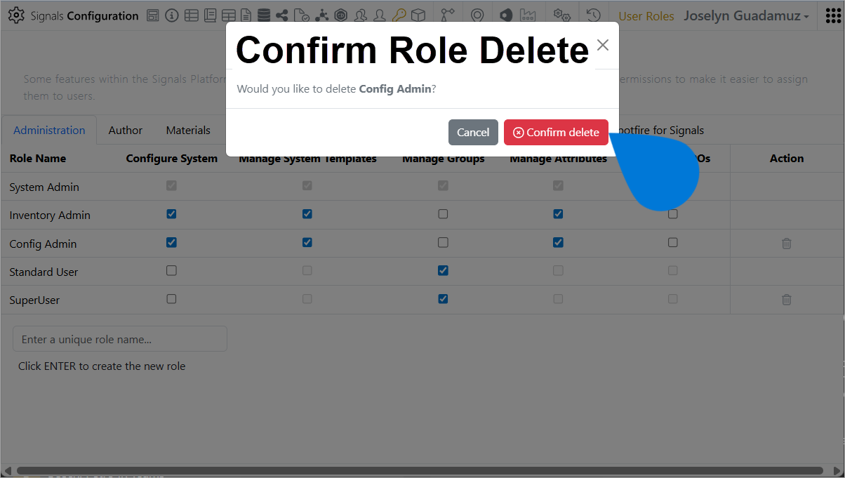 Delete a User Role(s) from the Signals Configuration – Revvity Signals ...